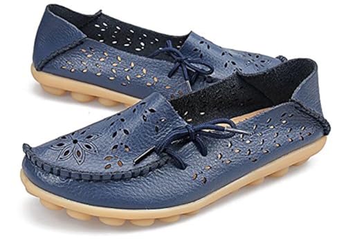 Image of Women's Floral Leather Slipper Loafers Flat Shoes Slip-Ons
