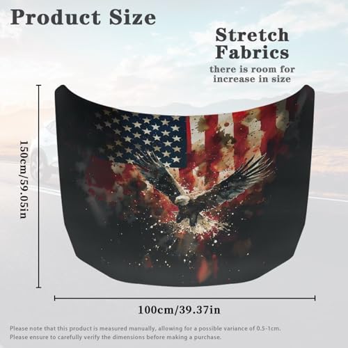 Image of Car Hood Cover, American Flag Eagle Blurred Design, Stretchable Car Hood Protector, Auto Patriotic Decorations, Waterproof Sun-Proof Automotive Exterior Accessories