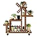 RENJUN Scaffale for Piante in Legno Scaffale for Piante da Esterno for Interni con Ruote Espositore for Fiori, for Soggiorno, Patio, Balcone, Giardino