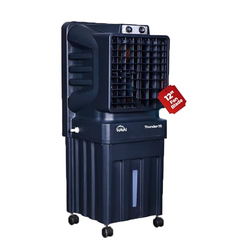 HAVAI Thunder-75 Air Cooler | 70L Tank Capacity, 150W Power, 250 Sq. Ft. Area Coverage | 15 Ft. Air Throw, Auto Louver Movement, 3-Speed Control, 3-Way Air Delivery | Powerful Cooling