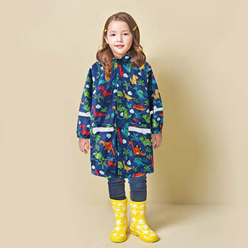 Toddler Boys Hooded Raincoat Dinosaur 𝖢artoon Print 211Y Child Unisex Windproof Rain Coat Kids Outdoor Outwear2