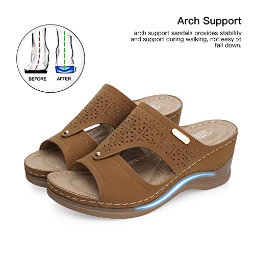 SHIBEVER Wedge Sandals Women Summer: Comfortable Open Toe Dressy Platform Sandal Shoes4