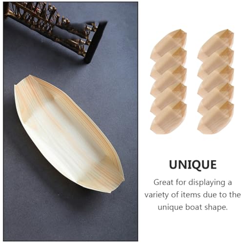 Platos desechables de madera en forma de barco para sushi 7 pulg miniatura 7
