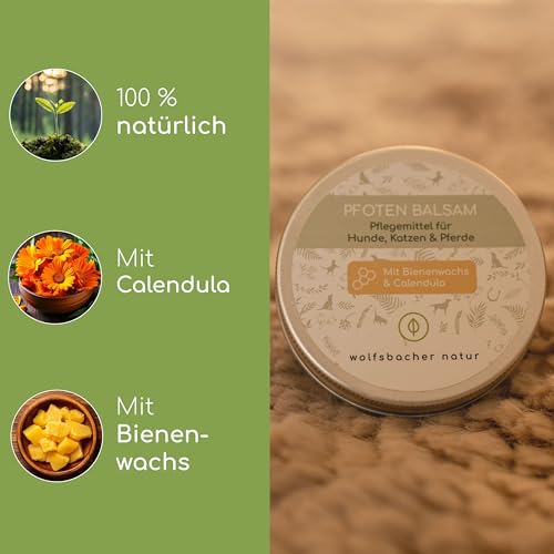 Pfotenbalsam mit Bienenwachs für Hunde und Katzen | Spürbar weichere Pfötchen | 100% natürliche Inhaltsstoffe | Pflegt rissige und spröde Pfoten im Winter - Nasenbalsam ohne Parfum