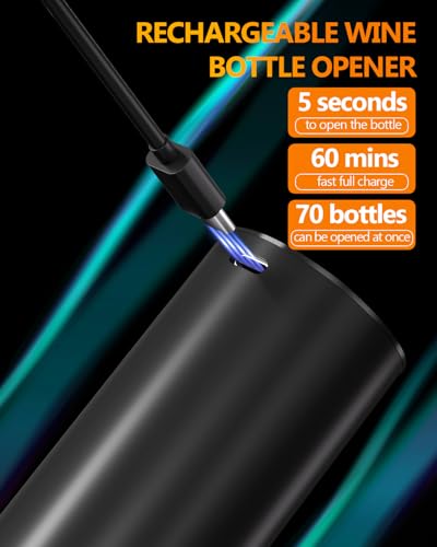 Electric Wine Opener Gift Set – Premium Wine Accessories with Wine Aerator, Vacuum Stopper, Foil Cutter and Gift Box – Ideal Valentines Gift for Wine Lovers and Special Celebrations