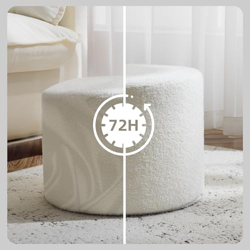 Bezseller Soft Boucle Pouf Ottoman, Comfortable Foot Rest, Full Foam Filling Footstool for Living Room, Bedroom, Lightweight Comfort and Charm Floor Poof Seating Perfect to Rest Your Feet, Beige - Thumbnail 7