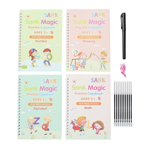 Libro de práctica de escritura para niños: libro de trabajo de alfabeto ranurado de 4 piezas, práctica de escritura reutilizable con rastreo guiado, aprendizaje temprano en la escuela en casa, aula, g