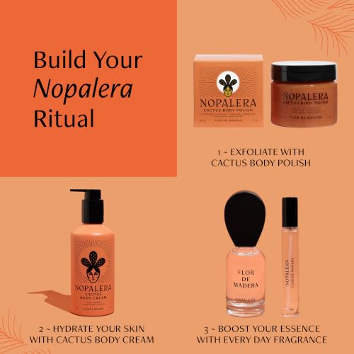 Image of Nopalera Cactus Body Scrub and Exfoliator, Flor de Madera, 7 oz | 3-in-1 oil cleanser, exfoliant, moisturizer with cactus oil. Clean beauty for sensitive skin