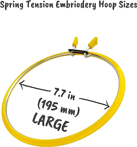 Image of Nurge Metal Embroidery Hoops - Premium Spring Tension Embroidery Hoop for Cross Stitch - Durable Ring with Quick Release Safety Clip - Ideal for Crafters,Beginners & Professionals - Yellow - Large