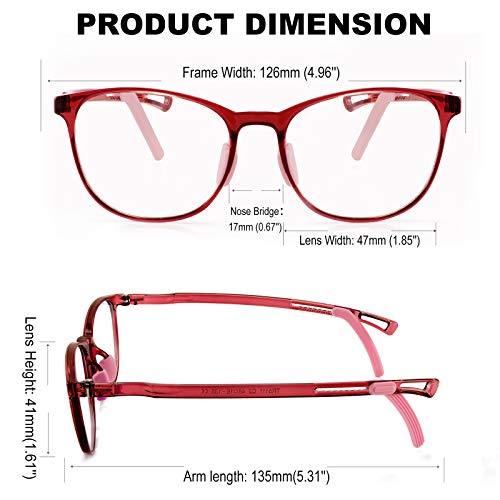 Image of FEISEDY Kids Blue Light Blocking Glasses Children TR90 Glasses Boys Girls Adjustable Legs for Age 5-13 B2696