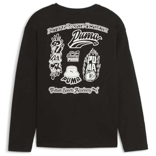 PUMA Kids Boys Essentials Mid 90S Graphic Crew Neck Long Sleeve Casual Tops Casual - Black - Size M2