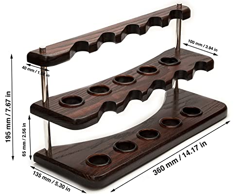 Wooden Tobacco Pipe Stand Rack Case Display Holder For 10 Smoking Pipes Hand Carved By Kafpipeworkshop From Solid Ashtree Wood #TOP1