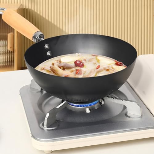 Wok de hierro 20 cm con mango de madera miniatura 5