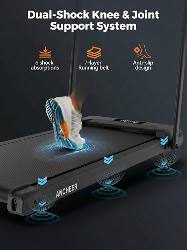 Image of ANCHEER Treadmill with 12% /15% Incline, Folding Walking Pad with Handle Bar, 320-450lb Capacity Under Desk Foldable 3.5HP Treadmills for Home /Office /Gym,Installation-Free