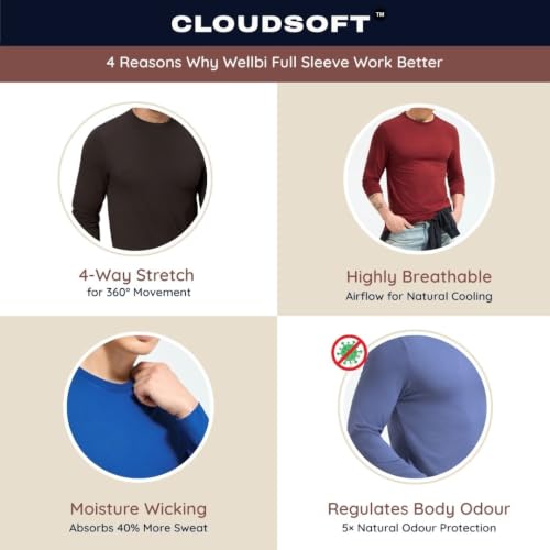 Image of Wellbi Full Sleeve T-Shirts for Men | Black | Breathable Eco-Friendly Bamboo Blend for All-Day Comfort | Ideal for Travel, Gym, or Casual Wear | Machine Washable