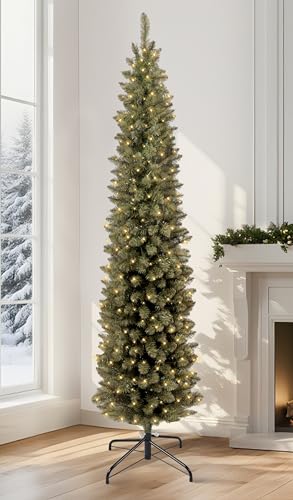 Annecy 7ft Pre-Lit Fir Pencil Christmas Tree, Green Classic Artificial