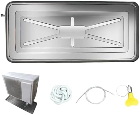 Large Metal Drip Tray for Air Conditioner Outdoor Unit - Heavy-Duty Water Drain Pan with Drain Pipe & Installation Kit, Prevents Water Damage & Extends AC Life