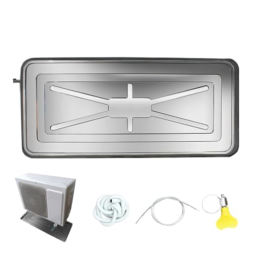 Bandeja de goteo de aire acondicionado con tubo de drenaje y kit de instalación, solución duradera para evitar daños por agua en unidades exteriores, fácil instalación