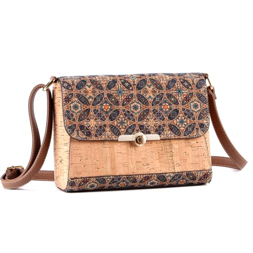 Natural cork zipper Secret key Double latch adjustable shoulder bag purse tote crossbody