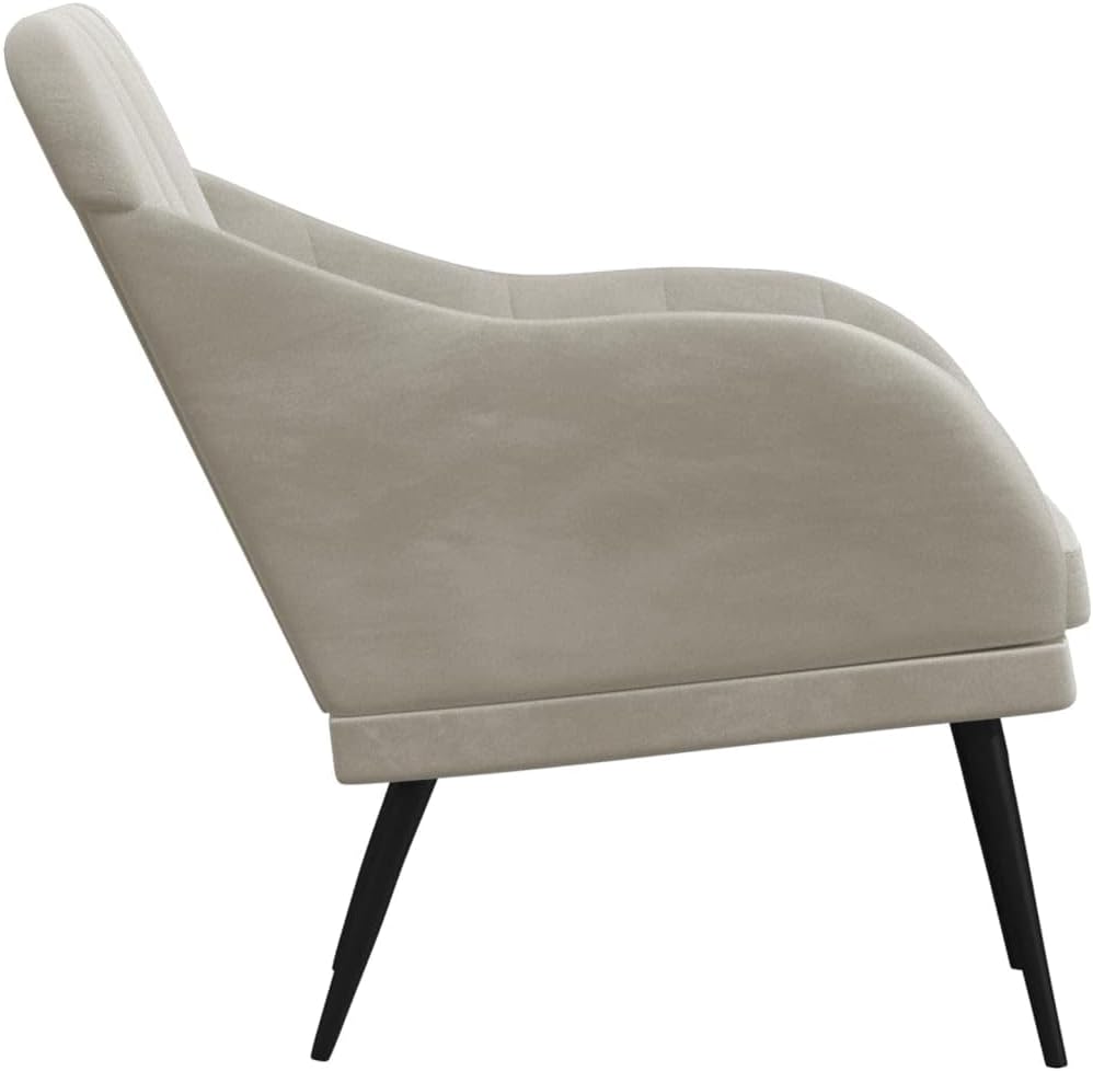 vidaXL Modern Velvet Armchair - Light Gray, Comfortable Foam Filling, Certified Safety Standard, 24.8"x29.9"x31.5" Dimensions, Robust Construction