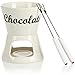 COM-FOUR® Juego de 4 piezas para fondue de chocolate - cuenco de cerámica con 2 tenedores - para 2 personas - con portavelas