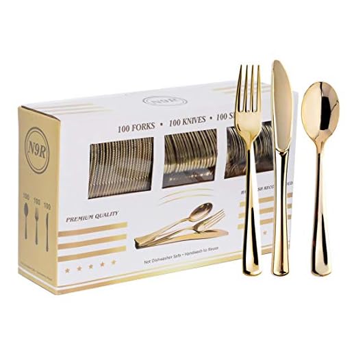 N9R 300PCS Heavy Duty Gold Plastic Cutlery