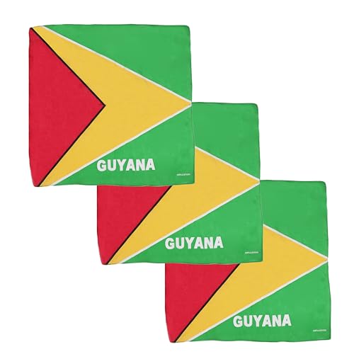 Motique Accessories Guyana Flag Bandana - Set of 3 Large Cotton Bandanas