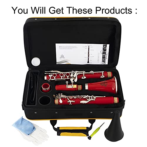Yasisid Bb Clarinet Woodwind Band & Orchestra Musical Instruments For Student Beginners With Hard Case Bag, Gloves, Cleaning Cloth, Stand, Mouthpiece #TOP6