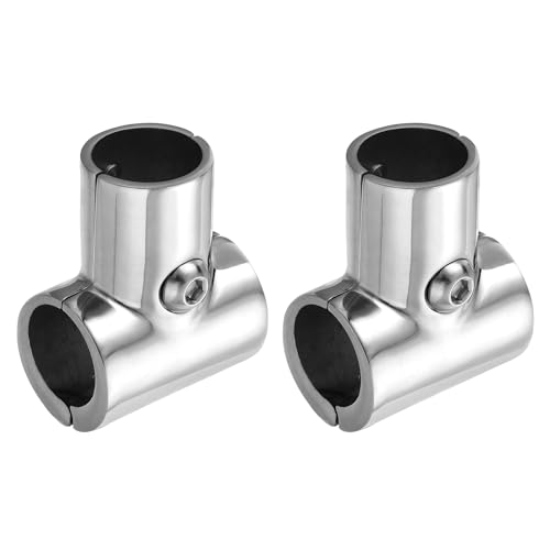QUARKZMAN 2 Piezas de Accesorios para Barandilla de Barco, Conector de Tubería en T de Acero Inoxidable 316 Dividido para Tubos de 1' de Diámetro Exterior, Expositores
