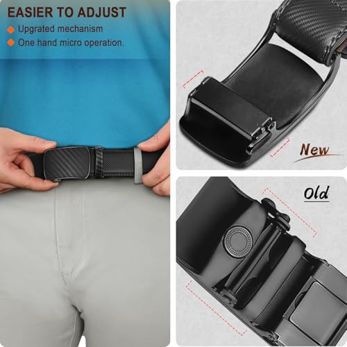 Image of BULLIANT Men Ratchet Leather Belt True-to-size 1 3 /8 inch-Gift Boxed | Smooth Sliding for Micro Fit | Holeless for Dress or Casual