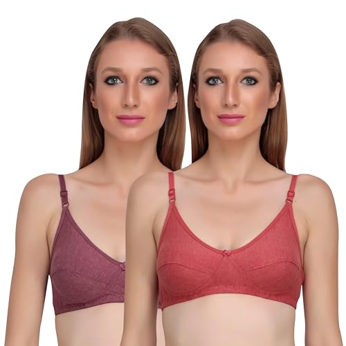 Image of Women Non Padded Bra - Made of Pure Cotton Full Coverage Non Wired Seamless Pushup Soft Cup for T-Shirt Saree Dress Sports Garment for Daily Use Everyday