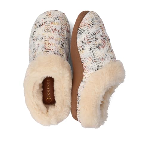 Journee Collection Womens Adiah Slippers Soft Cable Kit Slip On Fur Lined Round Toe Cushioned Clog with Durable Sole4