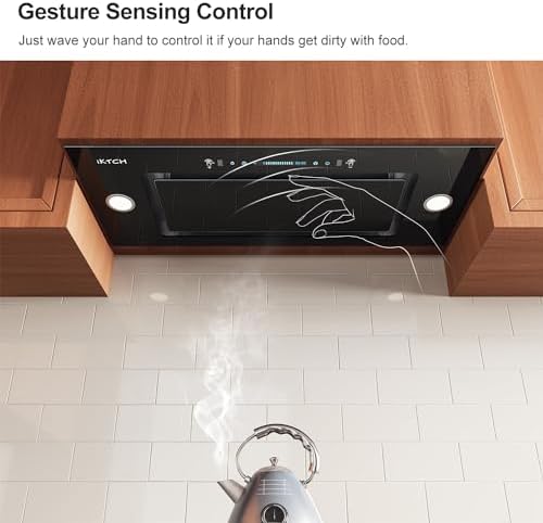 IKTCH New 30" Range Hood Insert, 900 CFM Ducted/Ductless Range Hood with 4 Speed Fan, Black Stainless Steel & Tempered Glass and Gesture Sensing&Touch Control Making life Smarter - 2