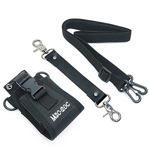 ABBREE Leather Anti-Sway Strap for Ham Two Way Radio Strap Shoulder Holder Duty Belt Holster for Portable CB Walkie Talkie