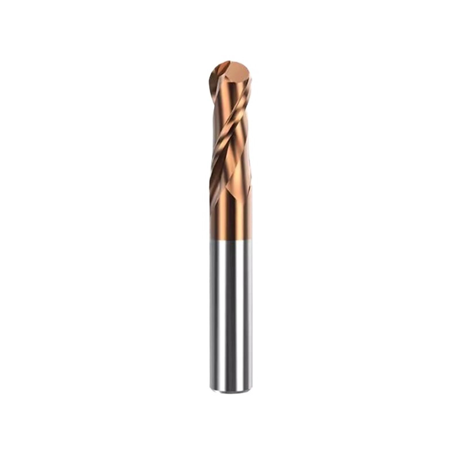 Fresa de carburo de punta esférica HRC55, vástago de 3-12 mm, brocas CNC de 2 flautas, herramienta de fresado en espiral R0.5-R6 for acero aleado, acero inoxidable y hierro fundido.(R6x24x100x12D)