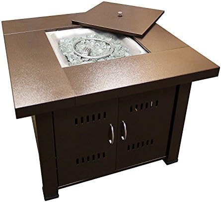 AZ Patio Heaters GS-F-PC Propane Fire Pit, 40,000 BTU, Square, Antique Bronze Finish