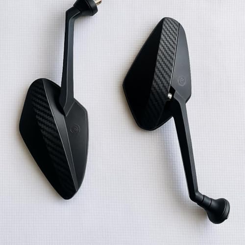 Image of All Electric Scooter Premium Side Mirrors, Carbon Fiber Pattern, Black, Universal Mounting, Rear View Mirror Set for EV Scooters, 2 Pack, Shisha | Side Mirrors | Fancy Mirror | EV Mirror Black