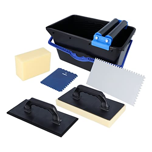 Helpmate Kit de Lavage de carrelage 7 pièces Seau en Plastique de 18 litres -Support à roulettes...