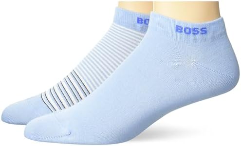 BOSS Mens 2-pack Stripe and Solid Cotton Ankle Socks 2-Pack Stripe and Solid Cotton Ankle Socks