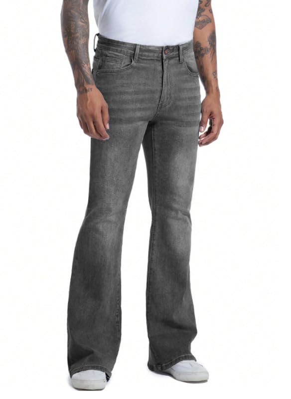 Image of Ben Martin Men's Bootcut Bell Bottom Jeans || Flared Denim Jean for Men || Stretchable Mid Rise Cotton Pants || Retro Style Casual Wear Bootcut' Denim' Jeans;