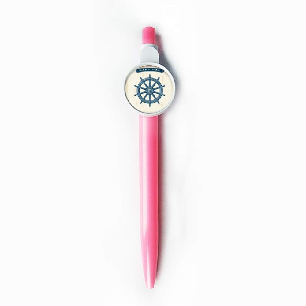 Stylo à bille rétractable bleu DIYthinker au motif de gouvernail - 5