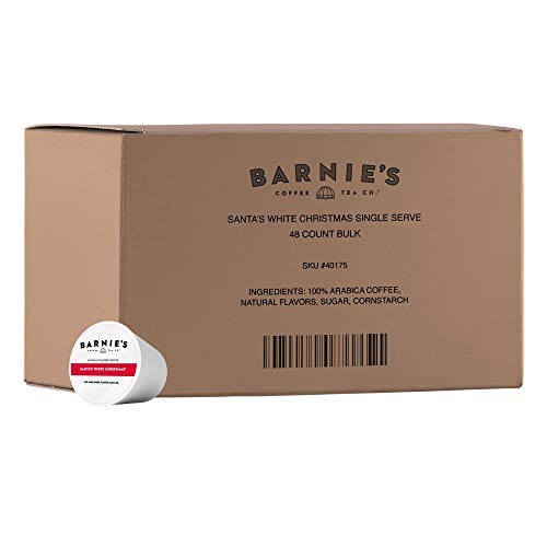 Barnie's Single Serve Santa's White Christmas Coffee Pods with Coconut, Caramel, and Warm Vanilla Flavors, Medium Roast Coffee Compatible with Keurig Brewers, 48 Count