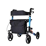 Andador eléctrico plegable para silla de ruedas – Andador rodante de 4 ruedas con asiento y bolsa – Ayuda de movilidad para adultos, personas mayores, ancianos y discapacitados