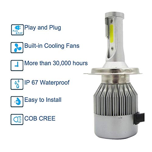 Image of PA C6 H-4 36W /3800LM LED Headlight Conversion Kit Car High /Low Beam Bulb Driving Lamp 6500K, White -Pack of 2