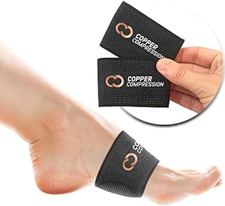 Copper Compression Padded Arch Support - 2 Plantar Fasciitis Braces/Sleeves. Additional Targeted Padding. Foot Care, Heel Spurs, Feet Pain Relief, Flat & Fallen Arches, High Arch, Flat Feet (1 Pair)