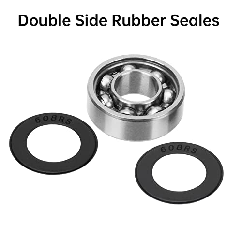 10 Pcs 608 2Rs Ball Bearings, Bearing Steel And Double Rubber Sealed Miniature Deep Groove Ball Bearings (8Mm X 22Mm X 7Mm) #TOP3