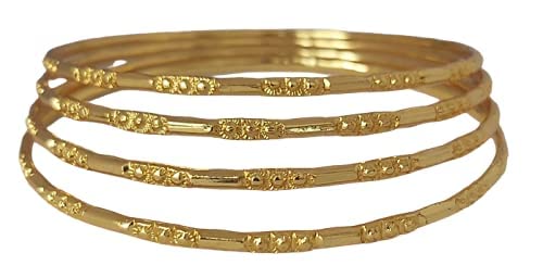 Maauli Fashions-Micro gold plated-brass metal golden thin bangles- Set of 4 (2.8) (B094DL4DGT) Amazon Price History, Amazon Price Tracker