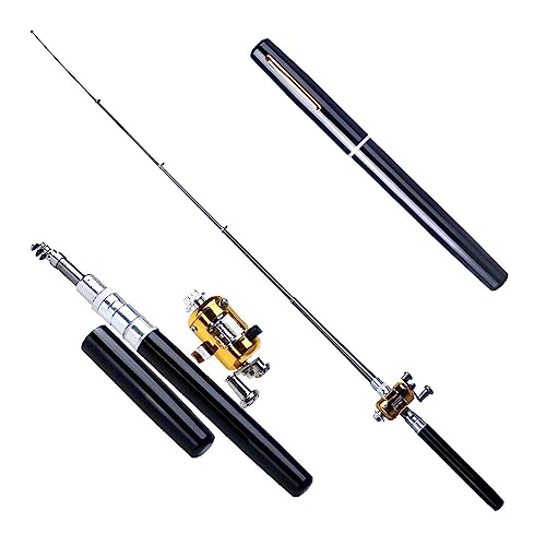 Canne à pêche stylo de poche télescopique avec moulinet pour rivière