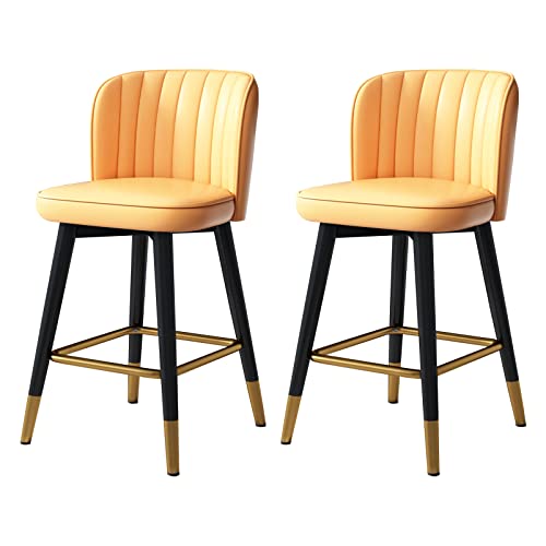 CVQJL Taburetes de Bar Juego de 2, Juego de 2 taburetes de Bar giratorios de Altura de mostrador con Respaldo, sillas de Bar de Cuero sintético para Isla de Cocina y Barra de mostrador.