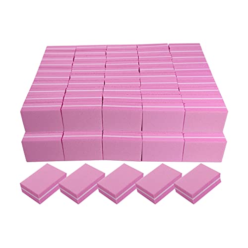 Nail Buffers (100 Pack), Mini Buffer Block Nail File For Acrylic Nails And Natural Nails, 100/180 Grit Nail Buffer Block Bulk Buffing Blocks For Nail Buff Professional Manicure File Blocks Set Pink #TOP14